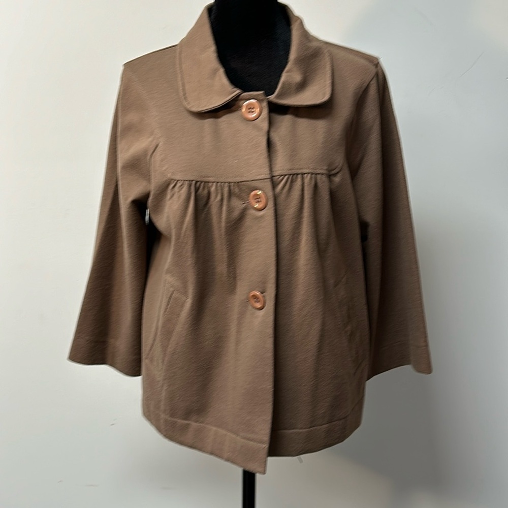 Contact New York brown blazer with two buttons 3/4 sleeve medium BoHo chic.